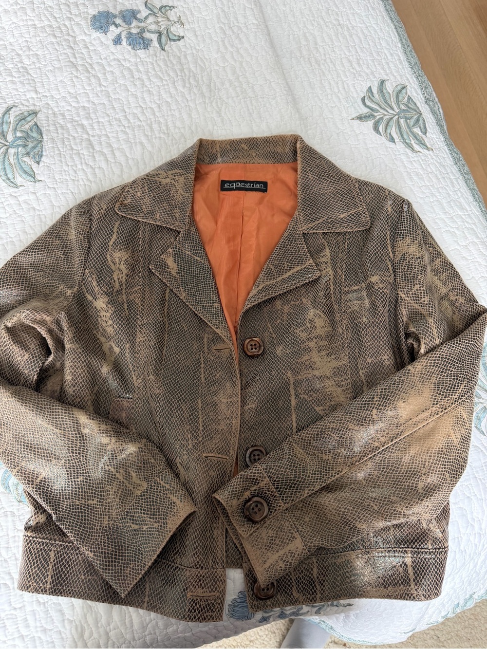 Equestrian Brown Snakeskin-Print Women's Jacket